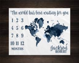 World Milestone Blanket Boy Monthly Growth Tracker Baby Shower Newborn Gift For Gender Neutral The Has Been Waiting You - thumbnail 1
