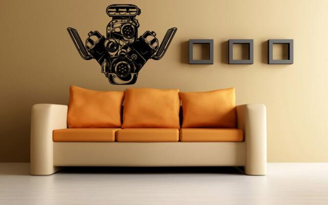 American Muscle Engine Motor Old Antique Racing Sport Cars Wall Window Sticker Decal Vinyl Silhouette Decor L1892 - image 1