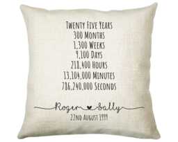 Personalised 25Th Anniversary Cotton Gift Cushion Twenty Five Years Custom Design Valentines Present Wedding Pillow Cs555 - thumbnail 1