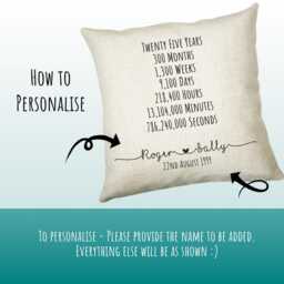 Personalised 25Th Anniversary Cotton Gift Cushion Twenty Five Years Custom Design Valentines Present Wedding Pillow Cs555 - thumbnail 3