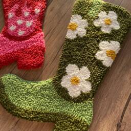 Punch Needle Cowgirl Cowboy Boot, Wall Hanging, Tufted Decor - thumbnail 2