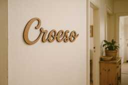 Croeso Wooden Sign - Welsh Welcome For Hallway Or Front Door - Rustic Wall Decor Laser Cut Home Housewarming Gift Wales - thumbnail 1