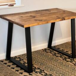 Handmade Reclaimed Wood Desk - Rustic Industrial Scaffold Board With Steel Legs - thumbnail 3