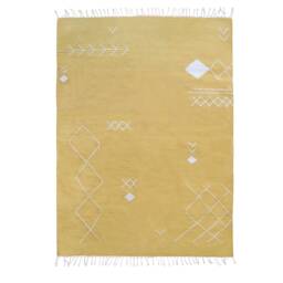Yellow Scandinavian Kilim Area Rug - Flatwoven Low Pile Accent Rugs Wool Living Room Bedroom Aesthetic 2x3 5x8 6x9 8x10 Modern Simple - thumbnail 2