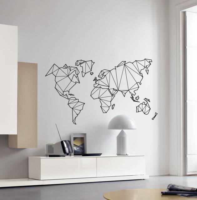 World Map Vinyl Wall Decal Abstract Decor School Room Home Interior Stickers Mural - #2745Da - image 1