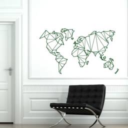 World Map Vinyl Wall Decal Abstract Decor School Room Home Interior Stickers Mural - #2745Da - thumbnail 2