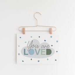 You Are Loved Print, Boys Nursery Pastel Prints, Bedroom Decor, Playroom Wall Art, Art - thumbnail 2