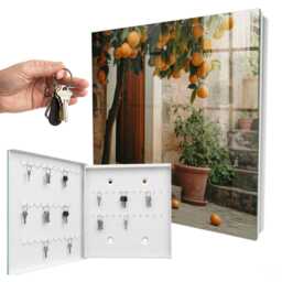 Warm Patio Key Cabinet For Home, Orange Industrial Box, Rustic Nature, Lovers Of Nature & Tropical Climates - thumbnail 2