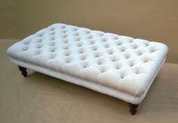 130 X 70 cm Deep Buttoned Chesterfield Footstool Ottoman Non Storage Coffee Table. Oyster Table, Upholstered
