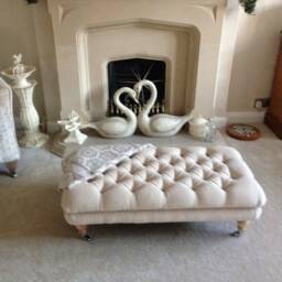 130 X 70 cm Deep Buttoned Chesterfield Footstool Ottoman Non Storage Coffee Table. Oyster Table, Upholstered - thumbnail 3