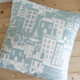 Blue Nautical Scene Pillow Cover Handmade Cotton Cushion Cover - thumbnail 2