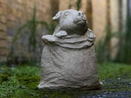 Funny Pig in Sack Garden Statue Concrete Farm Animal Sculpture Stone Yard Decoration Cement Ornament Outdoor Home Art Pet Lover Gift - thumbnail 1