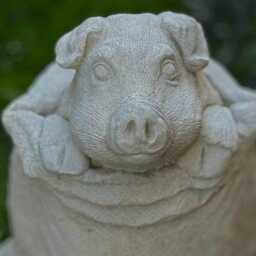 Funny Pig in Sack Garden Statue Concrete Farm Animal Sculpture Stone Yard Decoration Cement Ornament Outdoor Home Art Pet Lover Gift - thumbnail 2