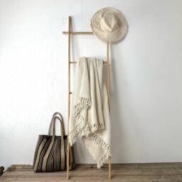 Large Cream Waffle Throw With Tasselled Edges, Cotton, 230cm X 180cm