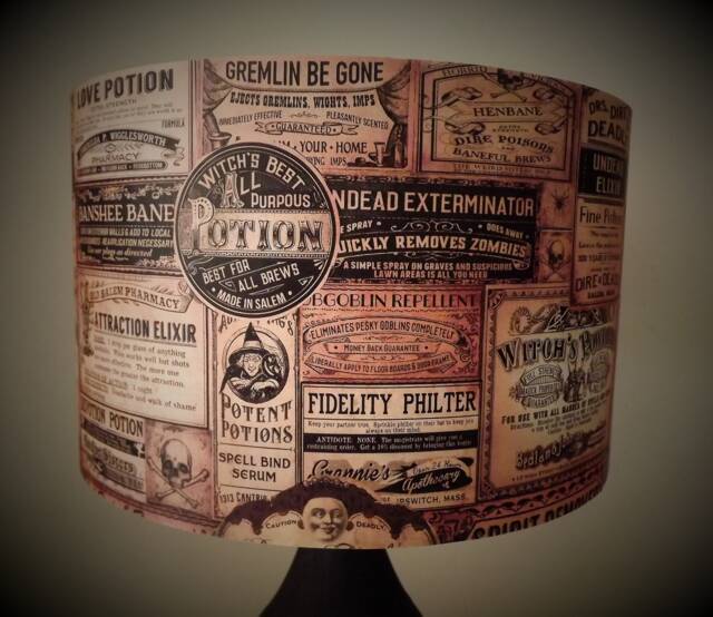 Halloween Lampshade Spooky Nwespaper, Witches & Love Potions, By Fatta Da Mamma Free Gift - image 1