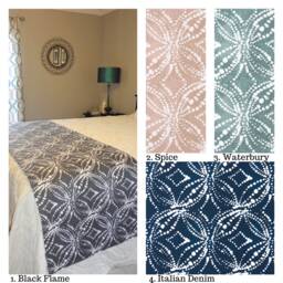Geometric Linen Look Cotton Bed Runner - Choose Your Size & Color - thumbnail 1