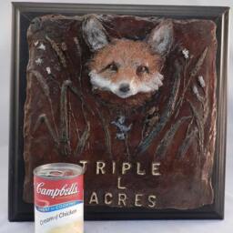 Original Solid Bronze Art Sculpture~Red Fox Statue~Figure~Customized With Your Name~Wall Plaque~Name Plate - thumbnail 3
