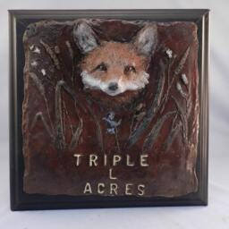 Original Solid Bronze Art Sculpture~Red Fox Statue~Figure~Customized With Your Name~Wall Plaque~Name Plate - thumbnail 4