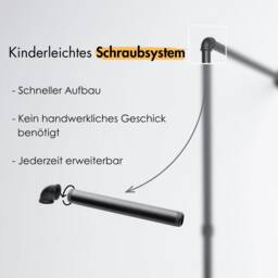 Clothes Rail Industrial - Black Wall-Mounted Entrance Area Hallway L Shape No Screwing Into The Floor Oskar - thumbnail 4
