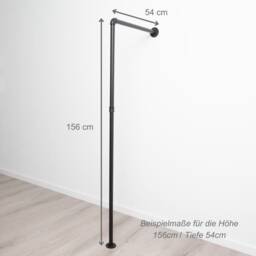 Clothes Rail Industrial - Black Wall-Mounted Entrance Area Hallway L Shape No Screwing Into The Floor Oskar - thumbnail 3