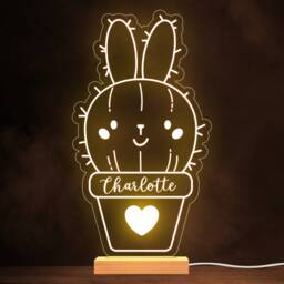 Kids Cute Rabbit in A Pot Personalised Gift Warm White Lamp Night Light - thumbnail 1