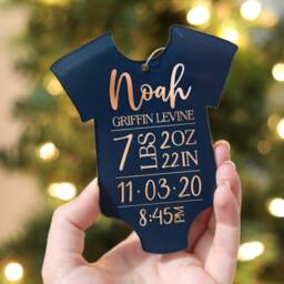 Personalized Baby's First Christmas Ornament - Onesie Keepsake Birth Stats - thumbnail 2