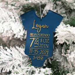 Personalized Baby's First Christmas Ornament - Onesie Keepsake Birth Stats - thumbnail 3