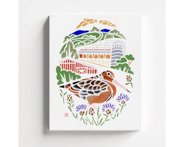Bird Painting American Woodcock in Roeliff Jansen Park - Wood Panel 10x8 - image 1