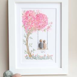 Beautiful Pebble Art, Couple Art, Wall Decor, Beach Home Framed Art - thumbnail 2