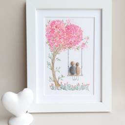 Beautiful Pebble Art, Couple Art, Wall Decor, Beach Home Framed Art - thumbnail 3