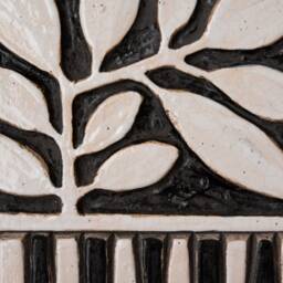 Ceramic Mounted Square Tile Wall Art - Black & White Modern Motifs Made To Order By Romy Clare Vine - thumbnail 3