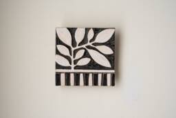 Ceramic Mounted Square Tile Wall Art - Black & White Modern Motifs Made To Order By Romy Clare Vine - thumbnail 1