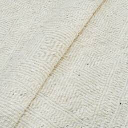 White Wool Rug, Neutral Moroccan Geometric Hand-Knotted Acz_31 - thumbnail 3