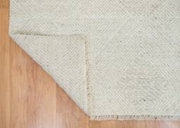 White Wool Rug, Neutral Moroccan Geometric Hand-Knotted Acz_31 - thumbnail 1