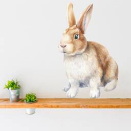 Watercolor Bunny Wall Decal Peel & Stick Nursery Art - 8x12 Inches - thumbnail 3