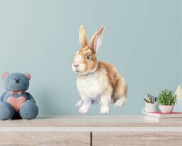 Watercolor Bunny Wall Decal Peel & Stick Nursery Art - 8x12 Inches - thumbnail 1