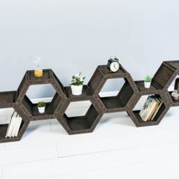 Bookcase Honeycomb Loft Shelf Geometric Bookhelf Custom Hexagon Shelves Housewarming Gift Shelving Unit - thumbnail 3