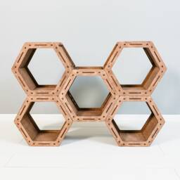 Bookcase Honeycomb Loft Shelf Geometric Bookhelf Custom Hexagon Shelves Housewarming Gift Shelving Unit - thumbnail 2