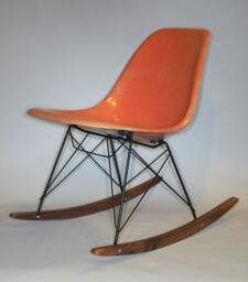 Eames Herman Miller Chair Rocker Base Black Frame Walnut Wood For Widemount