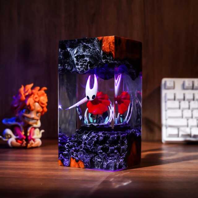 Silksong Hornet Resin Wood Lamp Diorama Handmade Gift For Gamer - image 1