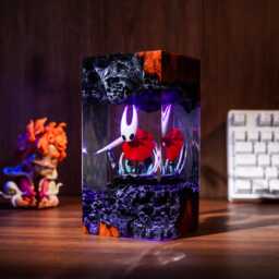 Silksong Hornet Resin Wood Lamp Diorama Handmade Gift For Gamer - thumbnail 1