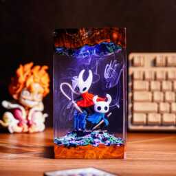 Silksong Hornet Resin Wood Lamp Diorama Handmade Gift For Gamer - thumbnail 3