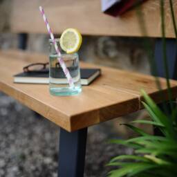 Solid Oak Outdoor Bench With Back Handmade Garden Patio Furniture - thumbnail 2