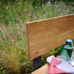 Solid Oak Outdoor Bench With Back Handmade Garden Patio Furniture - thumbnail 3