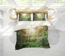 3D Jungle Duvet Cover Set, Sunshine Forest Bedding - thumbnail 1
