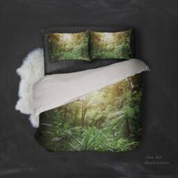 3D Jungle Duvet Cover Set, Sunshine Forest Bedding - thumbnail 3