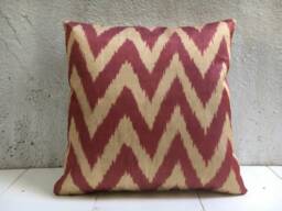 Silk Ikat Pillow Cover, Handwoven Decorative Cushion - 16x16 - thumbnail 1