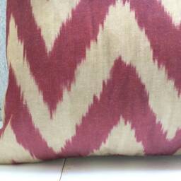 Silk Ikat Pillow Cover, Handwoven Decorative Cushion - 16x16 - thumbnail 3