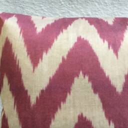 Silk Ikat Pillow Cover, Handwoven Decorative Cushion - 16x16 - thumbnail 2
