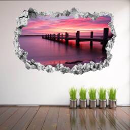 Pier Sunset Wall Decal Sticker Mural Poster Print Art Home Bedroom Office Decor Kr38 - thumbnail 2